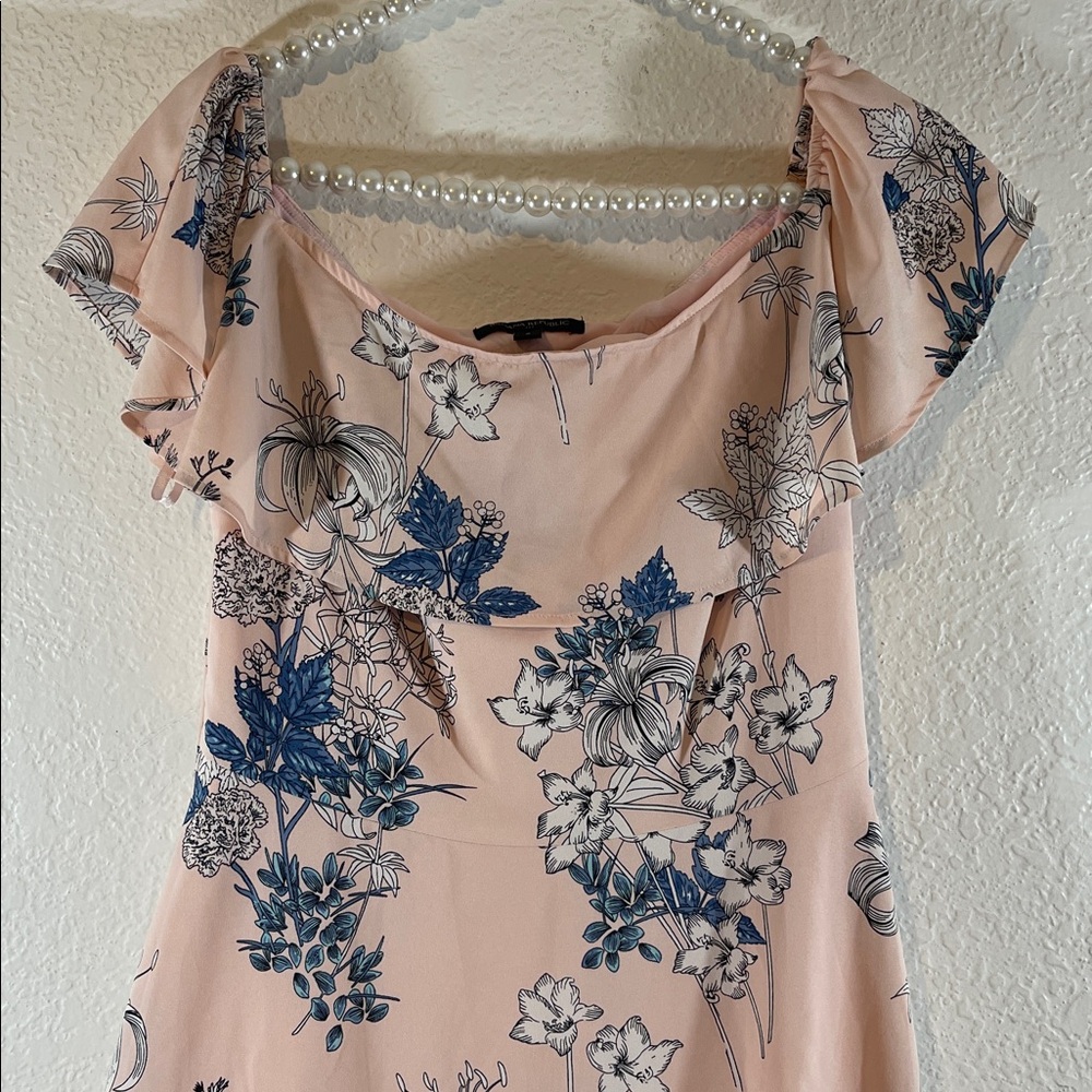 Banana Republic Blue and Pink Floral Off Shoulder Dress Size 6 - Picture 2 of 9